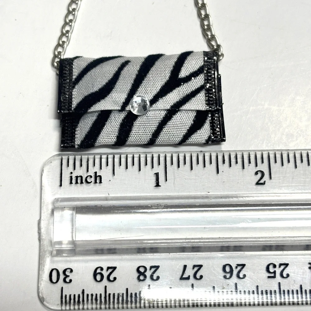 1:6 OOAK‎ Doll Purse Zebra Print Kids Black White Y2K Mini Bag Handmade